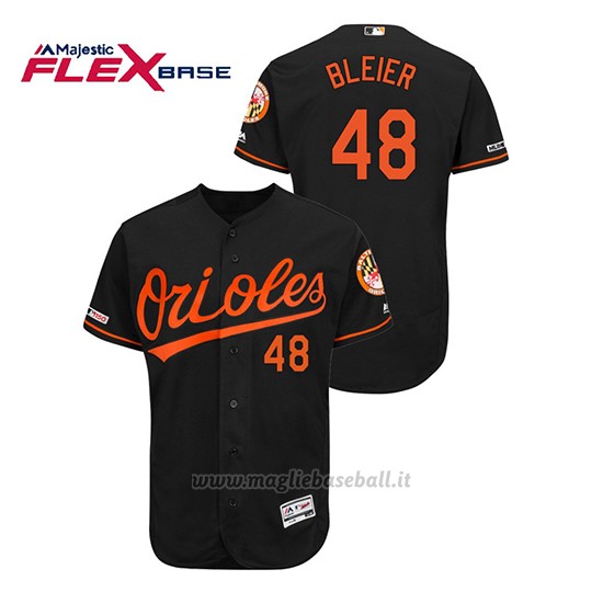 Maglia Baseball Uomo Baltimore Orioles Richard Bleier 150th Aniversario Patch Autentico Flex Base Nero